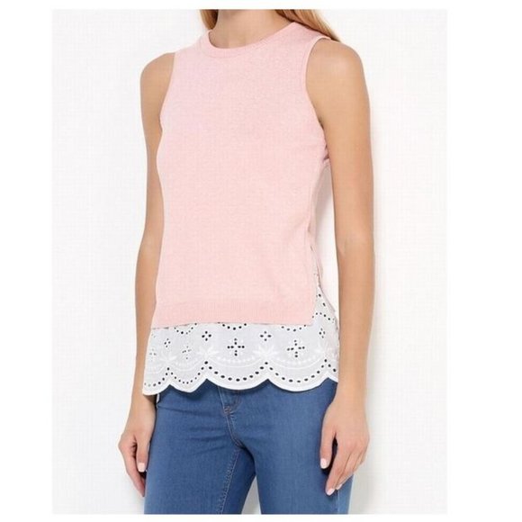 TOPSHOP Layered Knit Top Sz 4 - Picture 1 of 7